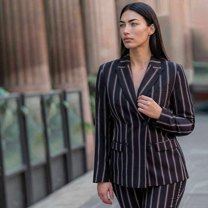 Pinstripe Double-Breasted Blazer — Formal Outfits