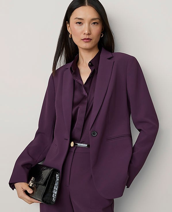 Purple Satin Shirt and Blazer With Matching Trousers — Formal Outfits
