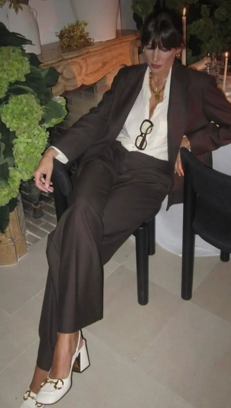 Brown Tailored Suit with White Button-Down — Formal Style