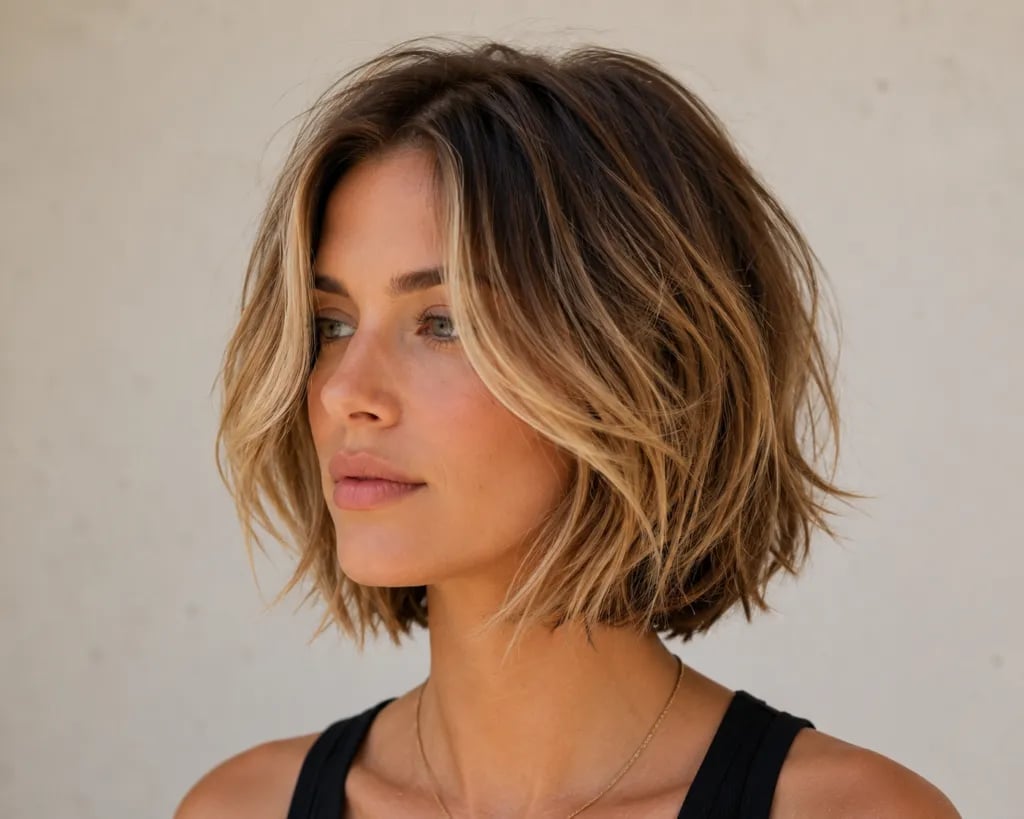 Collarbone Bob With Highlights — French Bob