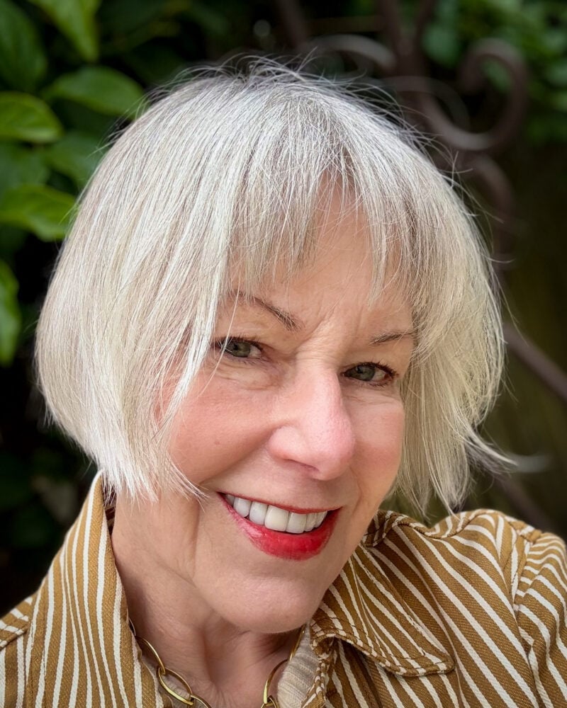 Ash Blonde Bob Wispy Bangs With Suitable For Gray Hair — French Bob