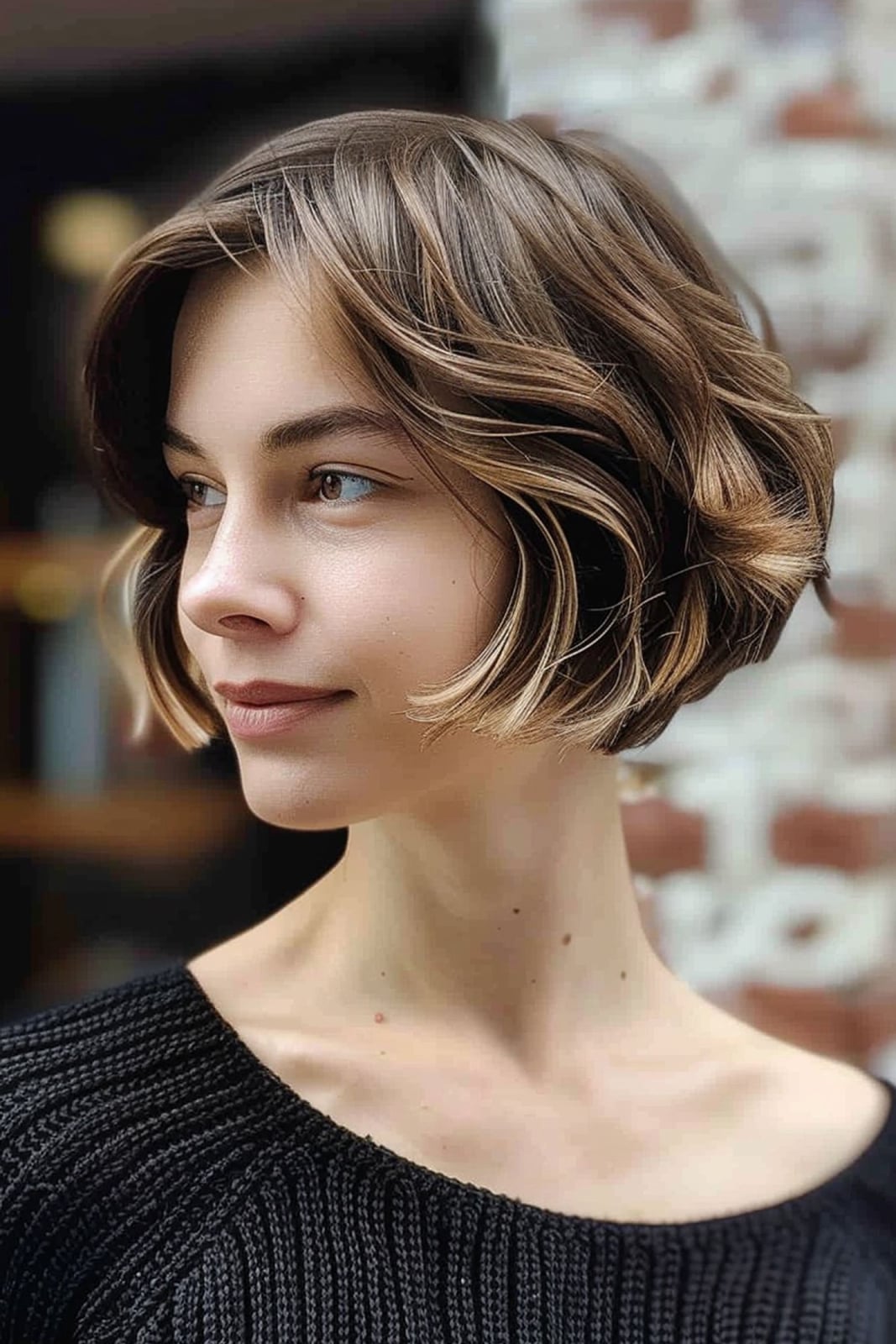 Brunette Bob With Balayage Highlights — French Bob