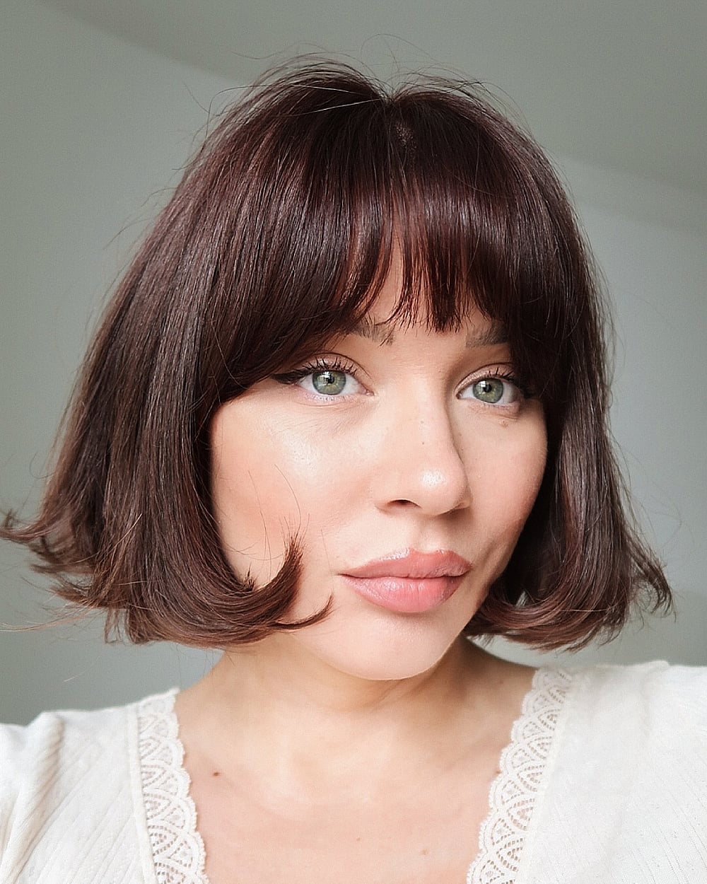 Classic French Bob With Blunt Bangs