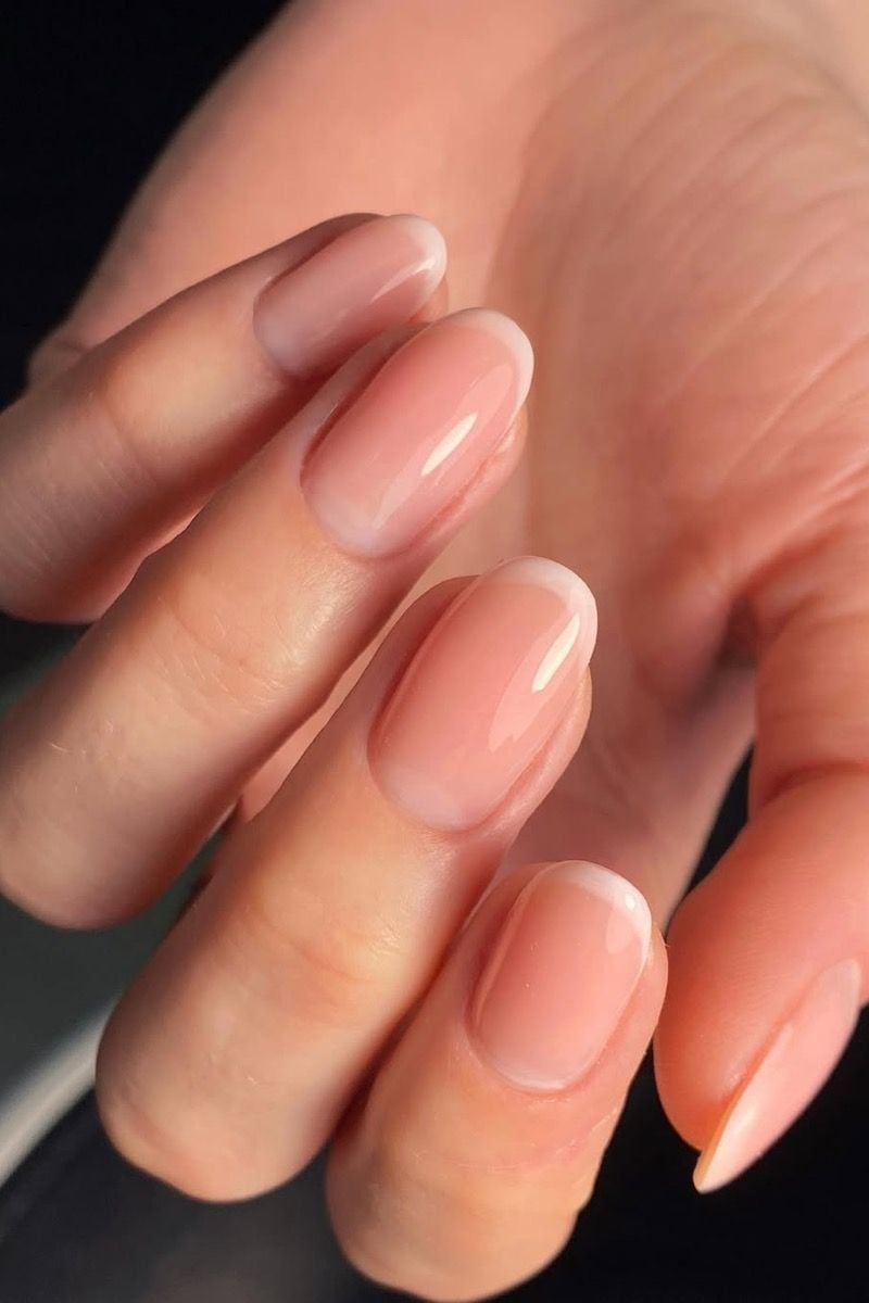 Milky Pink Micro French Oval Nails Milky Pink Micro French Oval Nails — French Nails
