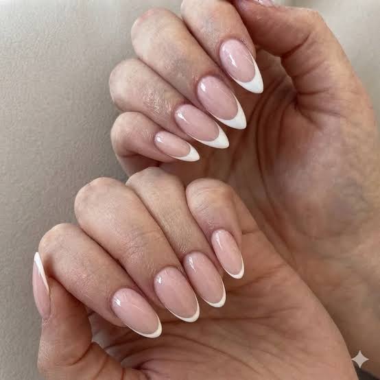 Sheer Nude Classic White French Oval Nails Sheer Nude Classic White French Oval Nails — French Nails