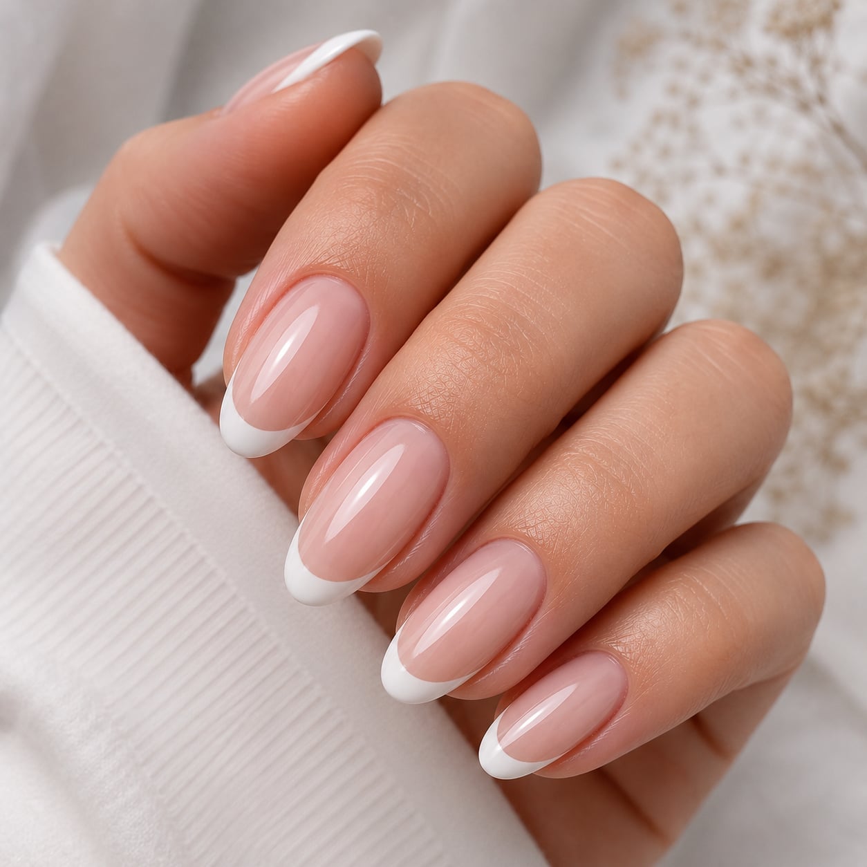Sheer Pink Classic White French Oval Nails, овал Sheer Pink Classic White French Oval Nails, овал — French Nails