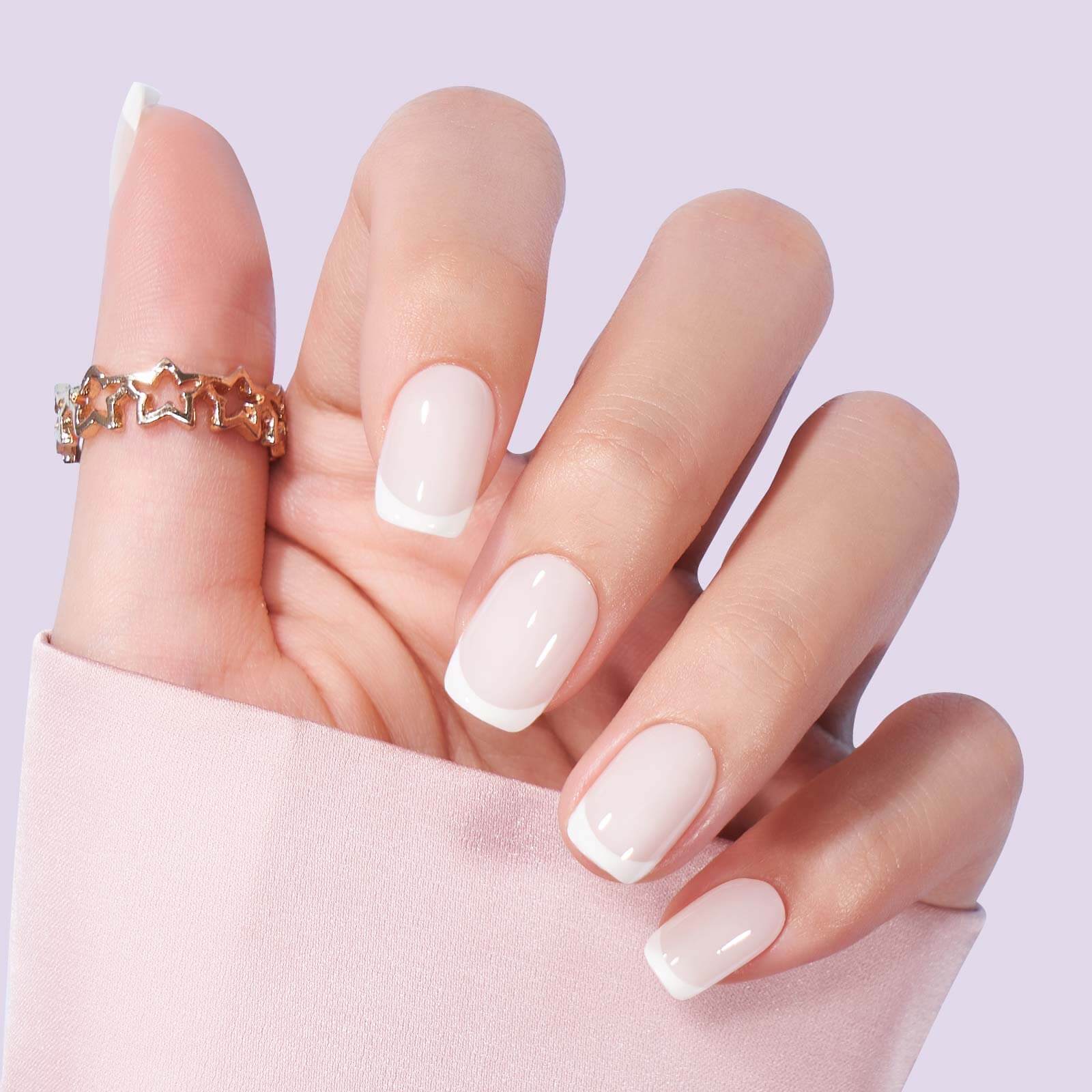 Short Square Pink Base White French Nails Short Square Pink Base White French Nails