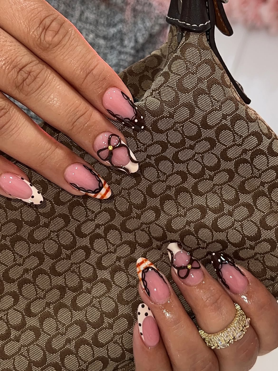 French Tip Bows with Polka Dots and Stripes