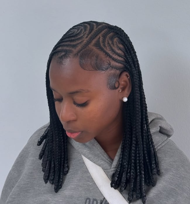 Collarbone Fulani Braids with Beads and Shells Collarbone Fulani Braids with Beads and Shells