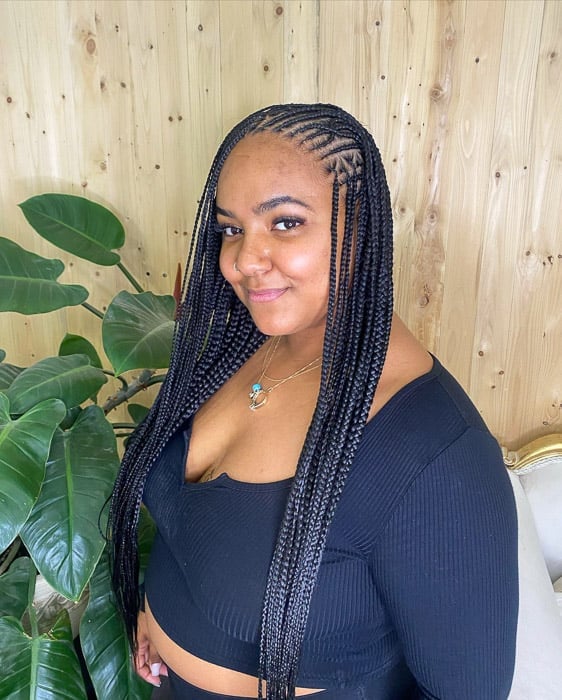 Collarbone Fulani Braids with Side Parting Collarbone Fulani Braids with Side Parting