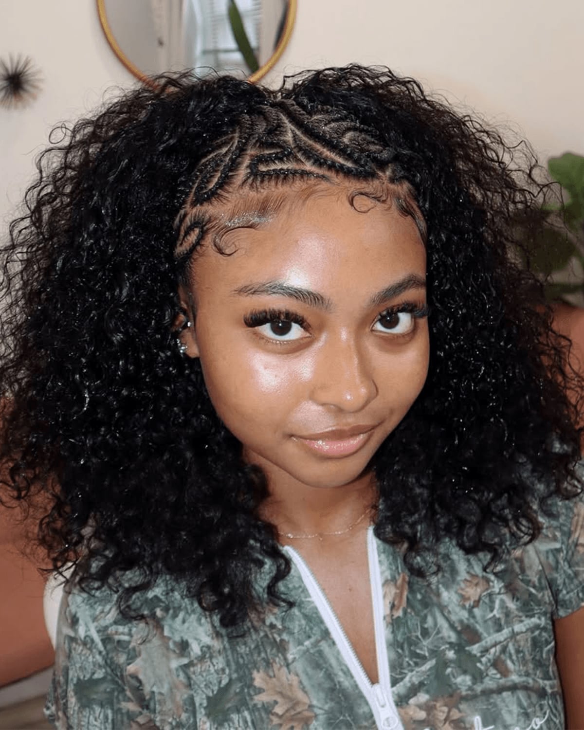 Collarbone Fulani Braids With Curtain Bangs and Curls — Fulani Braids Natural Hair
