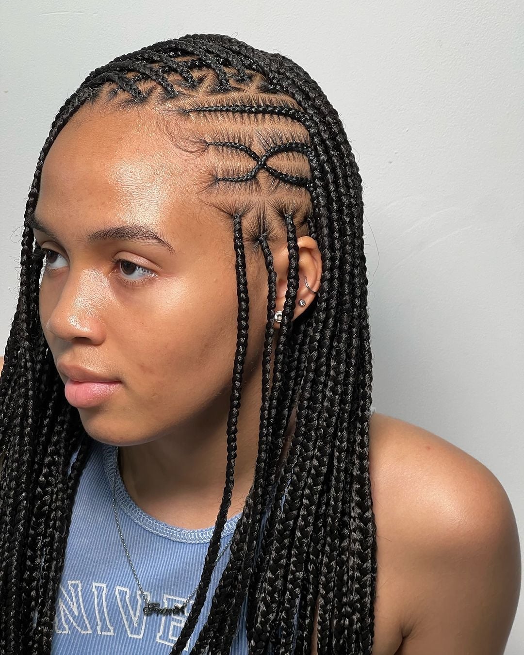 Side Profile Fulani Braids With Geometric Pattern, Mid-Back — Fulani Braids Natural Hair