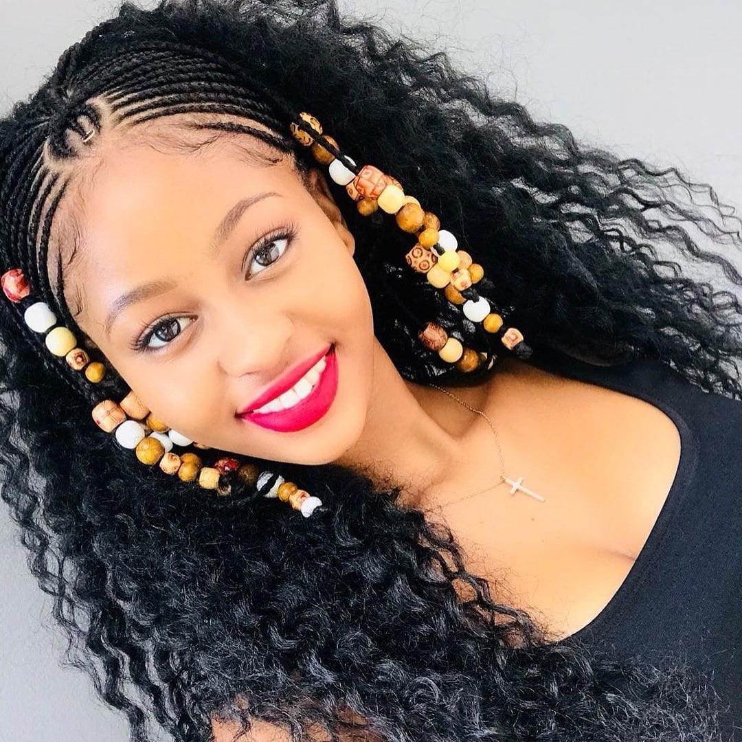Fulani Braids With Wavy Extensions and Wooden Beads — Fulani Braids Natural Hair