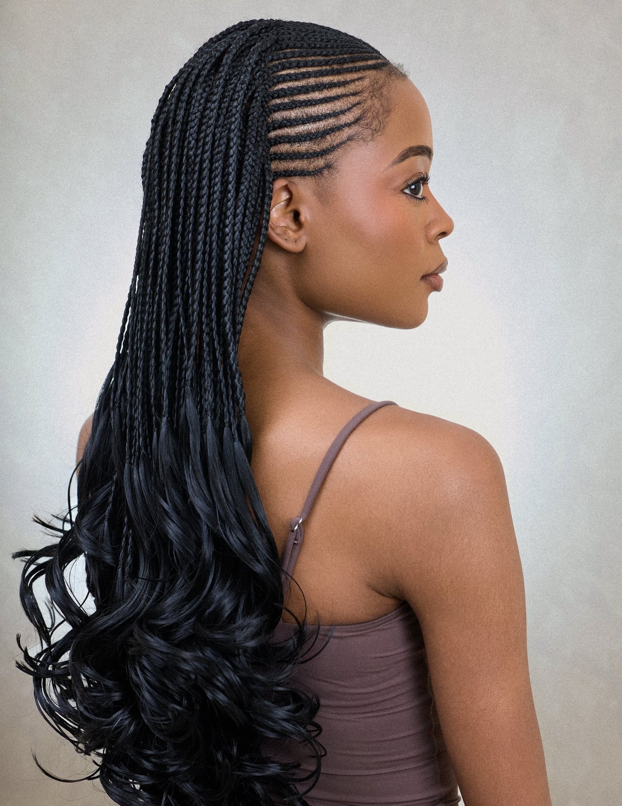 Box Braids With Contrasting Loose Curls — Fulani Braids with Curls
