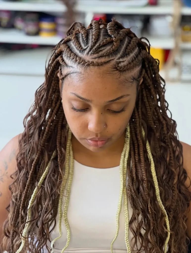 Fulani Braids With Blonde Highlights and Long Curls — Fulani Braids with Curls