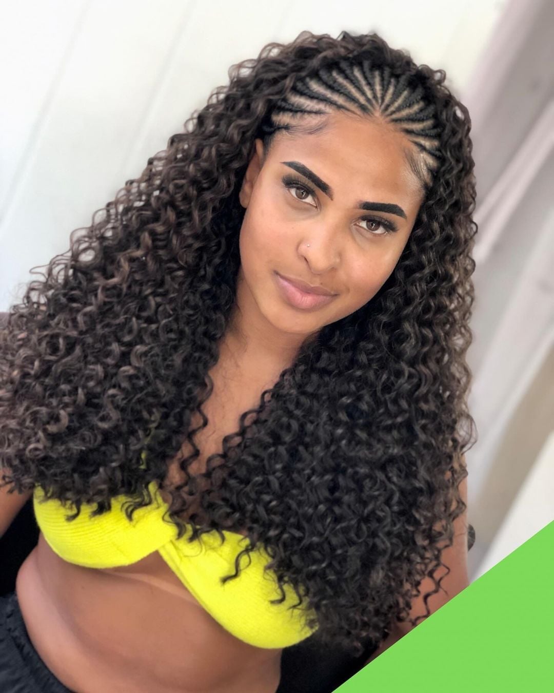 Dark Brown Fulani Braids With Voluminous Bouncy Curls — Fulani Braids with Curls