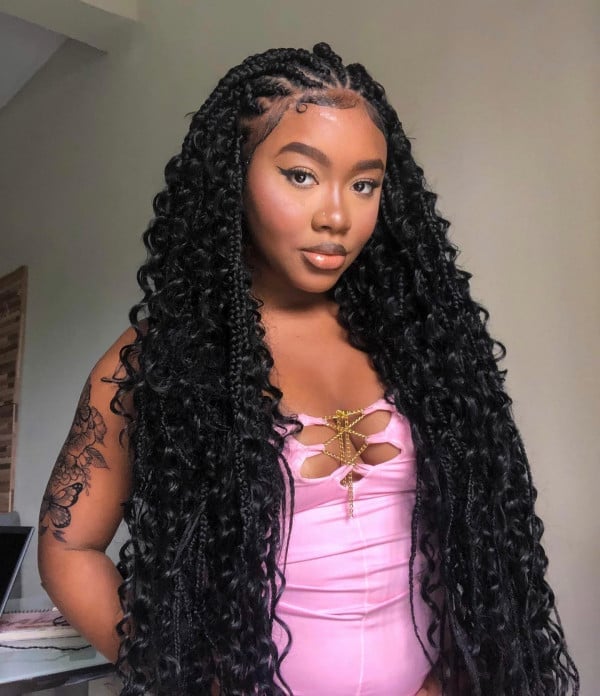 Jet-Black Fulani Braids With Springy Curls — Fulani Braids with Curls