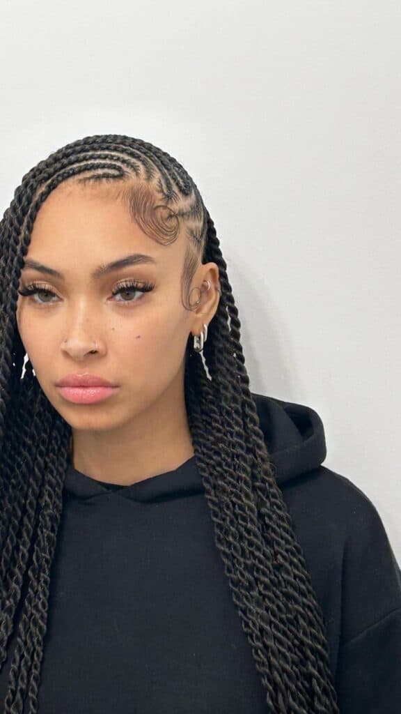 Mid-Back Fulani Twists With Side Braiding Mid-Back Fulani Twists With Side Braiding