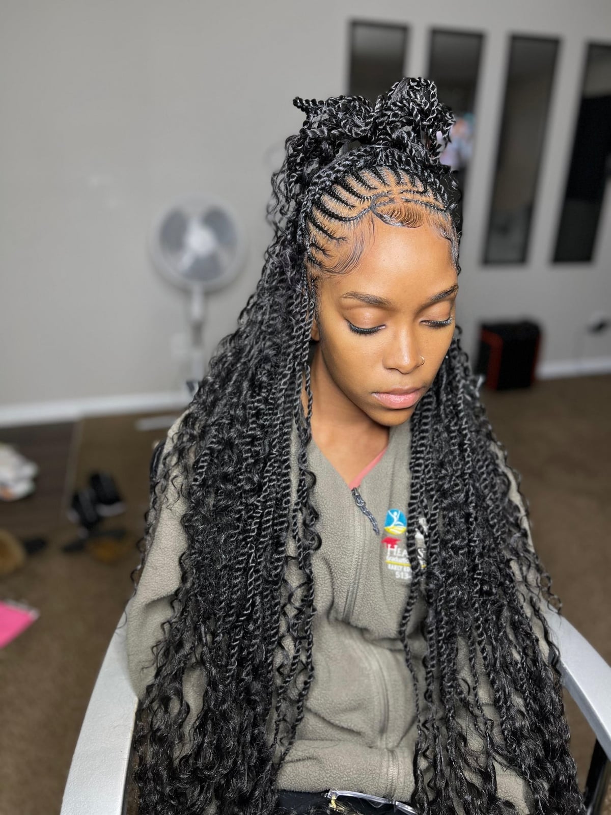 Long Black Fulani Braids With Top Knot Long Black Fulani Braids With Top Knot — Fulani Twists
