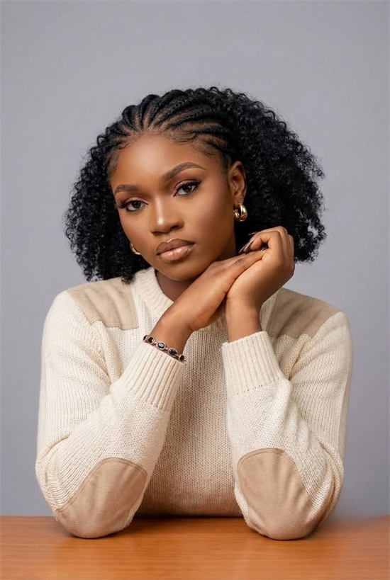 Mid-Back Black Braids With Geometric Pattern Mid-Back Black Braids With Geometric Pattern — Fulani Twists