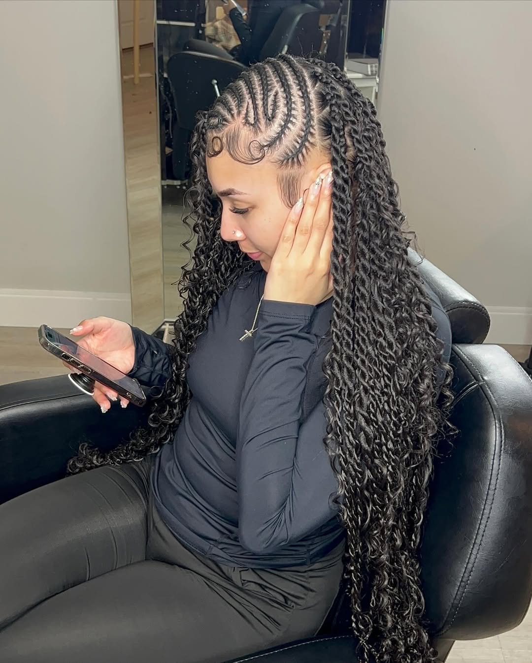 Extremely Long Fulani Twists With Curled Ends Extremely Long Fulani Twists With Curled Ends