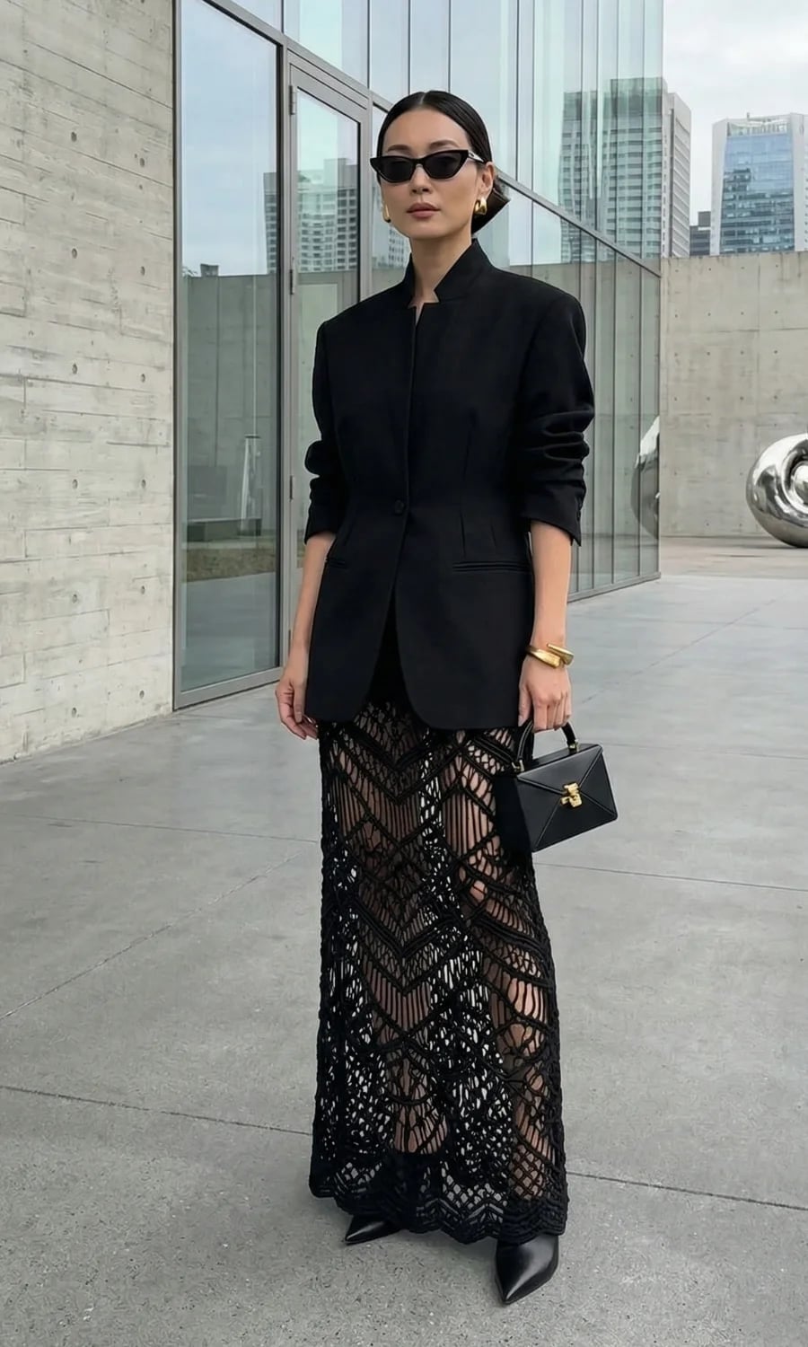 Black Blazer With Lace Skirt Black Blazer With Lace Skirt — Funeral Outfits