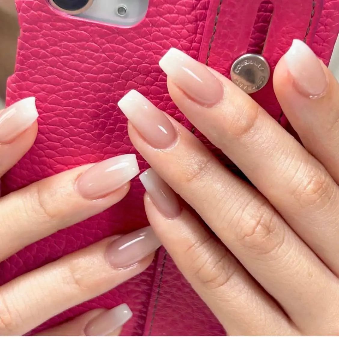 Nude Ombre Square Medium Nails — Gel Nails