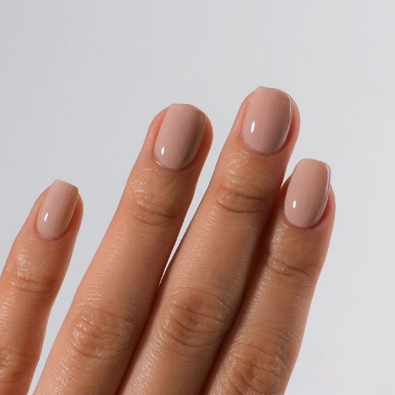 Milky Pink Strawberry Milk Short Square Nails — Gel Nails