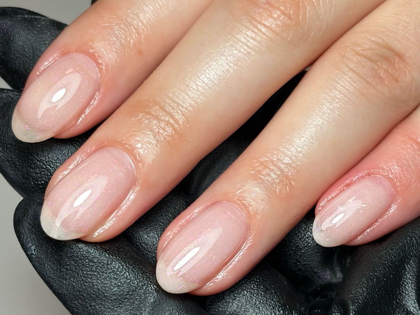 Creamy White Glossy Long Almond Nails — Gel Nails
