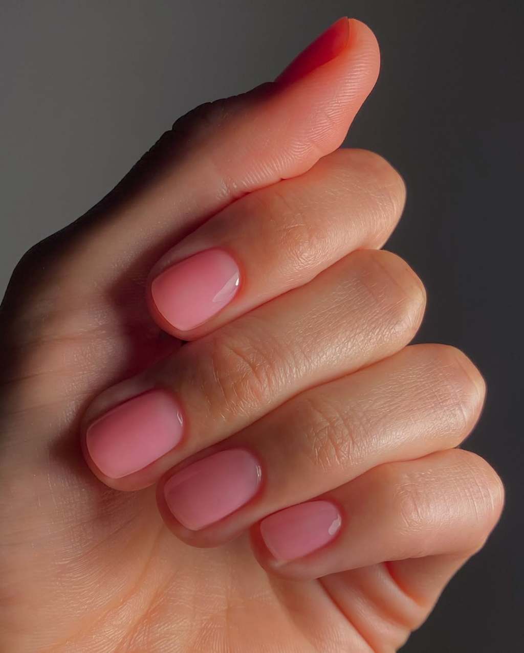 Translucent Pink Jelly Short Square Nails — Gel Nails