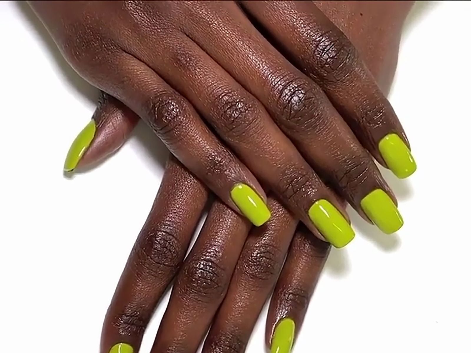 Short Square Neon Green Nails — Gel Nails Colors