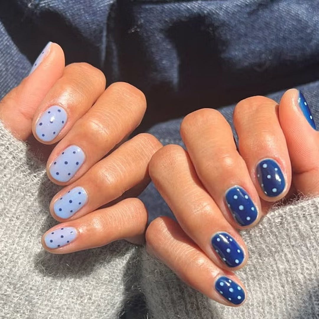Short Square Polka Dot Nails — Gel Nails Colors