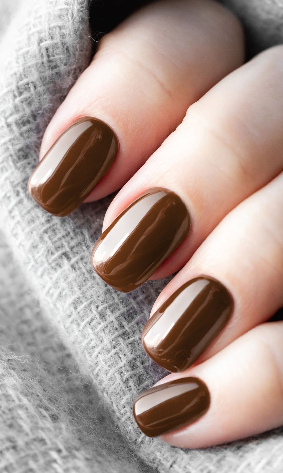 Short Oval Chocolate Brown Nails — Gel Nails Colors