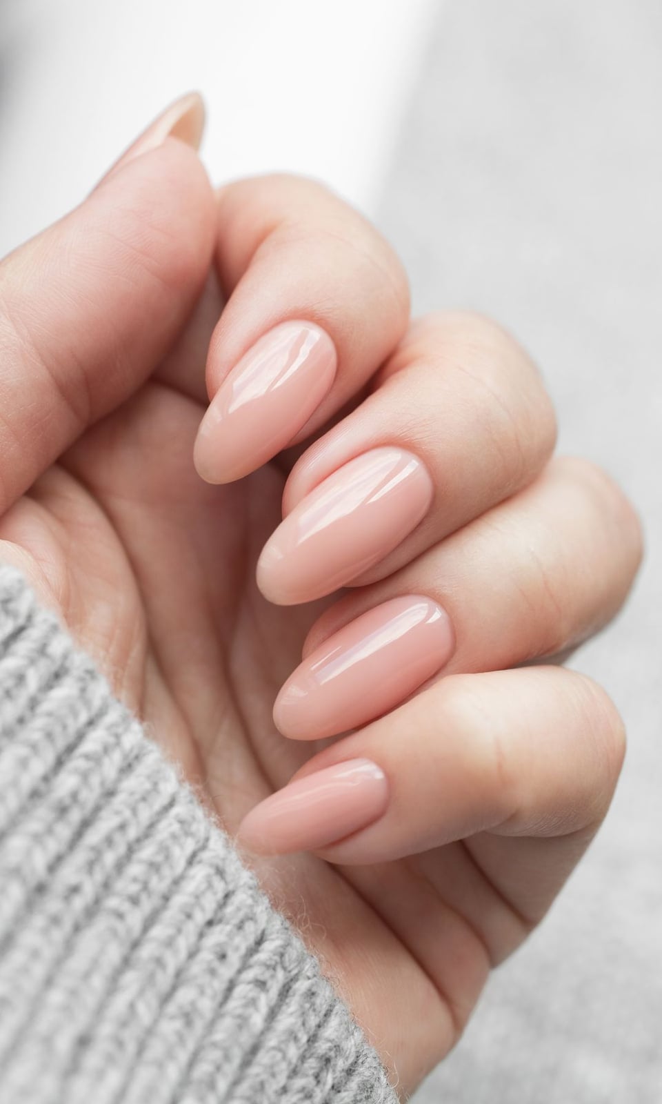 Short Almond Milky Pale Pink Nude With Diffused Appearance — Gel Nails Colors