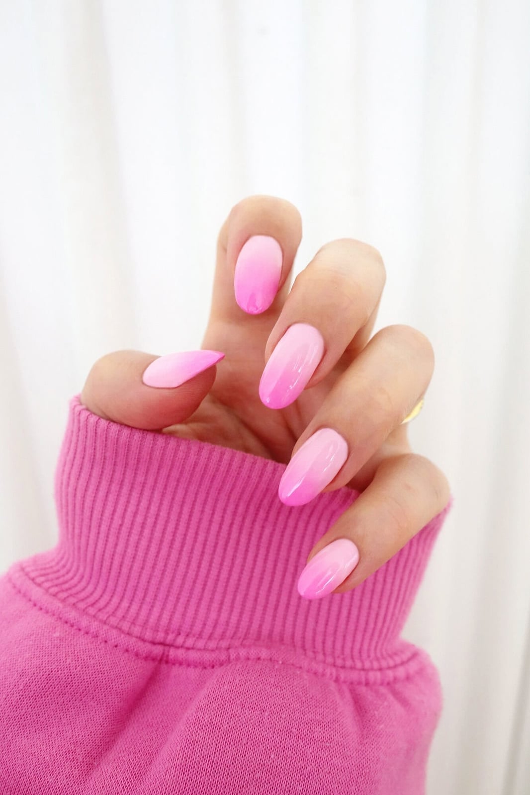 Long Almond Pink Ombre Gradient — Gel Nails Colors
