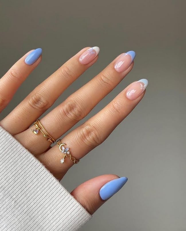 Medium Oval Classic French Manicure — Gel Nails Polish