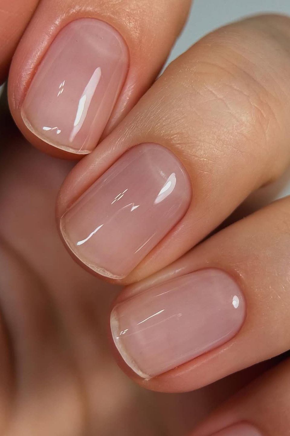 Short Square Sheer Nude Pink Polish — Gel Nails Polish