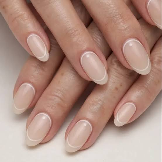 Minimalist White French Oval Nails Minimalist White French Oval Nails — Gel X Nails