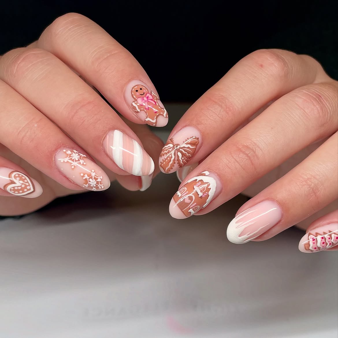 Gingerbread House Holiday Oval Nails