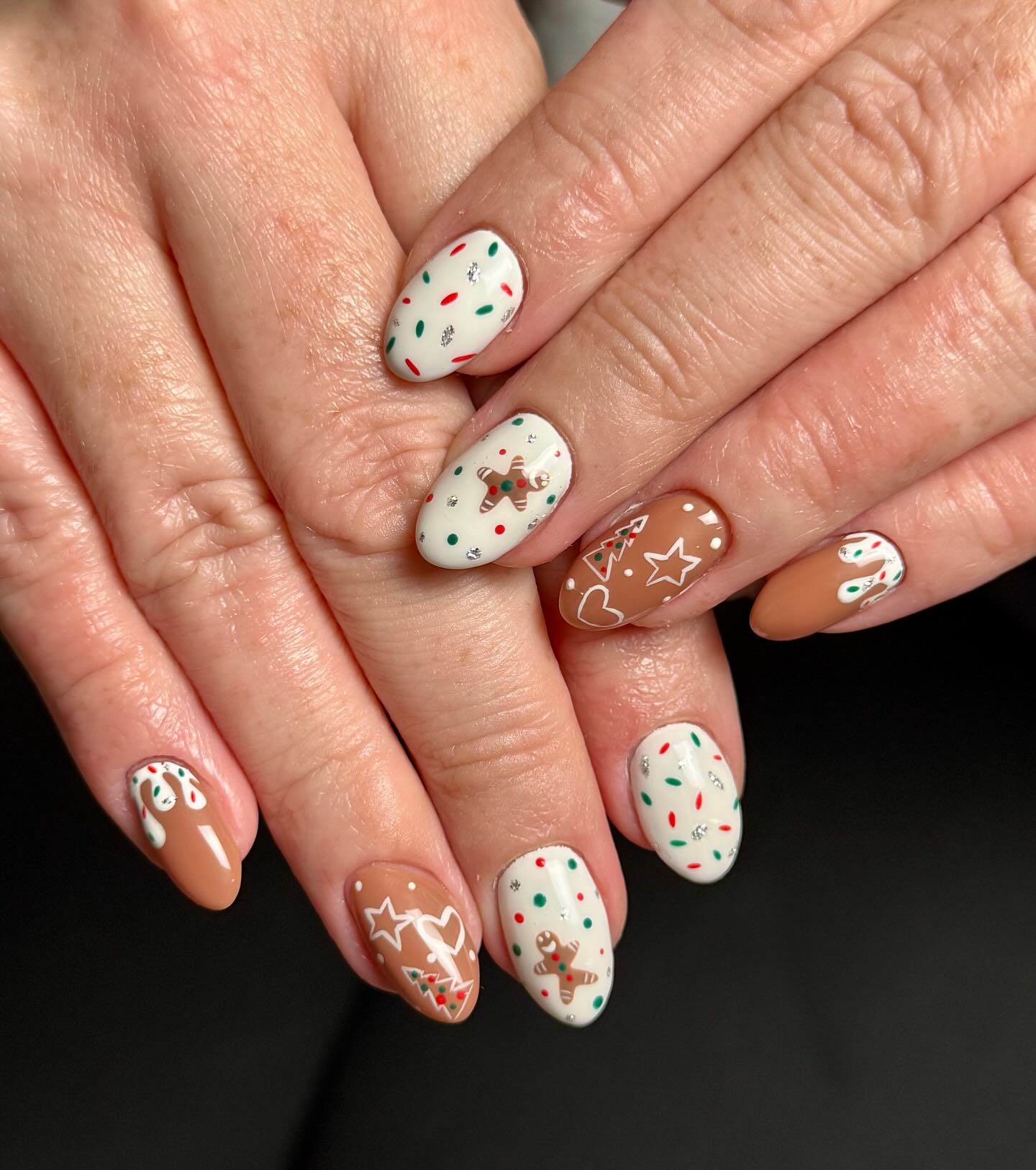 Gingerbread Man Holiday Nail Art