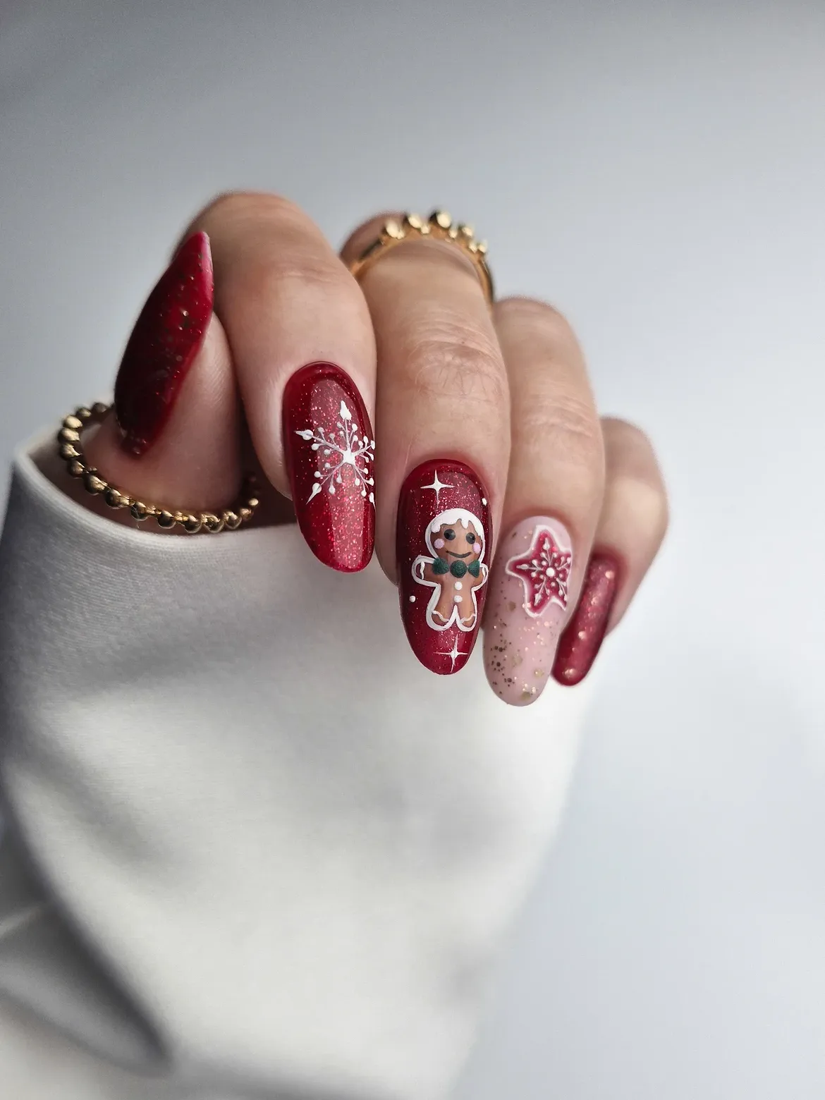Gingerbread Man Holiday Nail Art