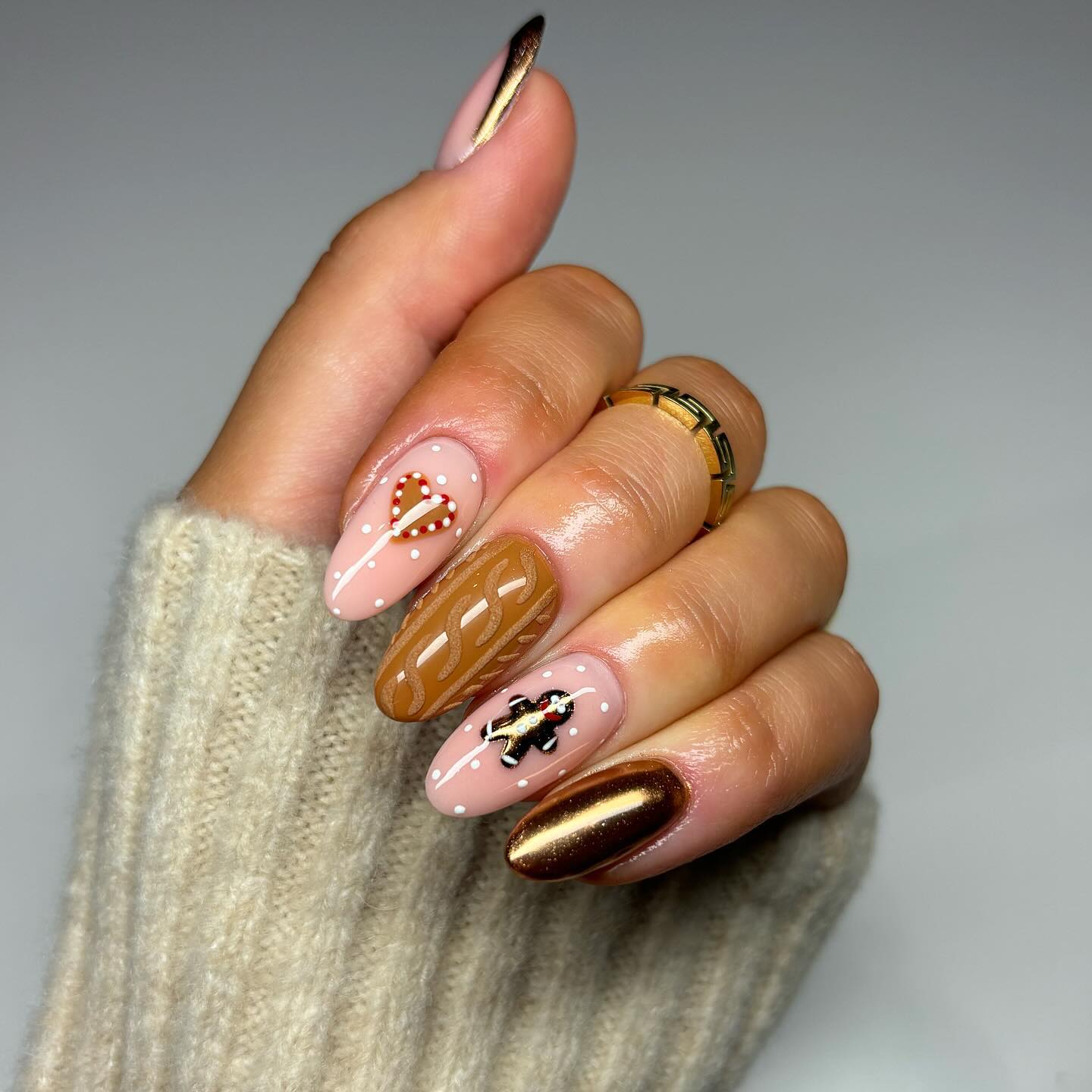 Gingerbread Man Sweater Weather Nails