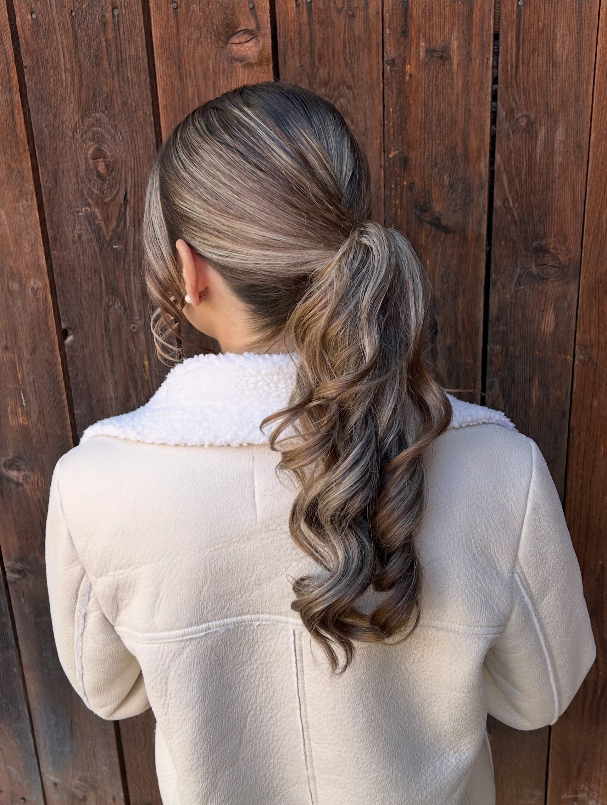 Glamorous Curly High Ponytail With Caramel Highlights