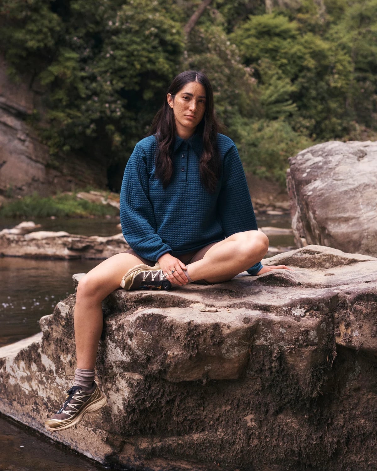 Quilted Pullover and Hiking Boots — Gorpcore Outfits
