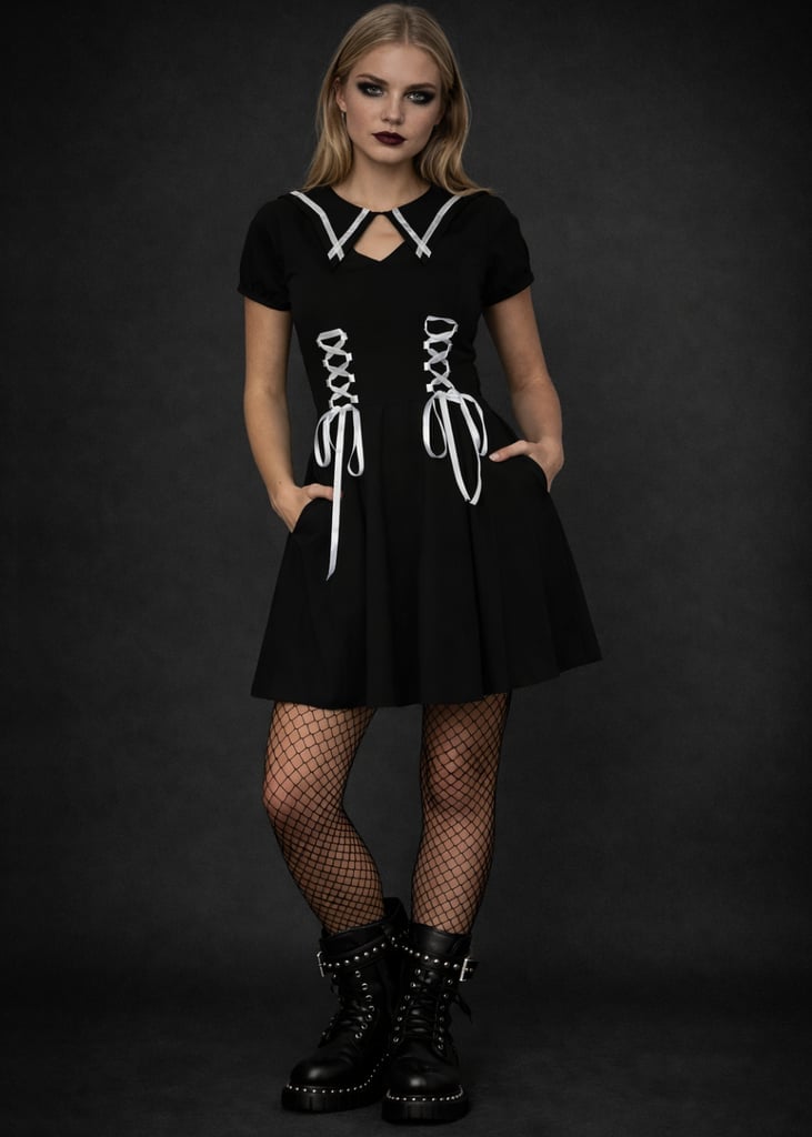 Fit and Flare Dress with Studded Lacing Detail — Goth Outfits