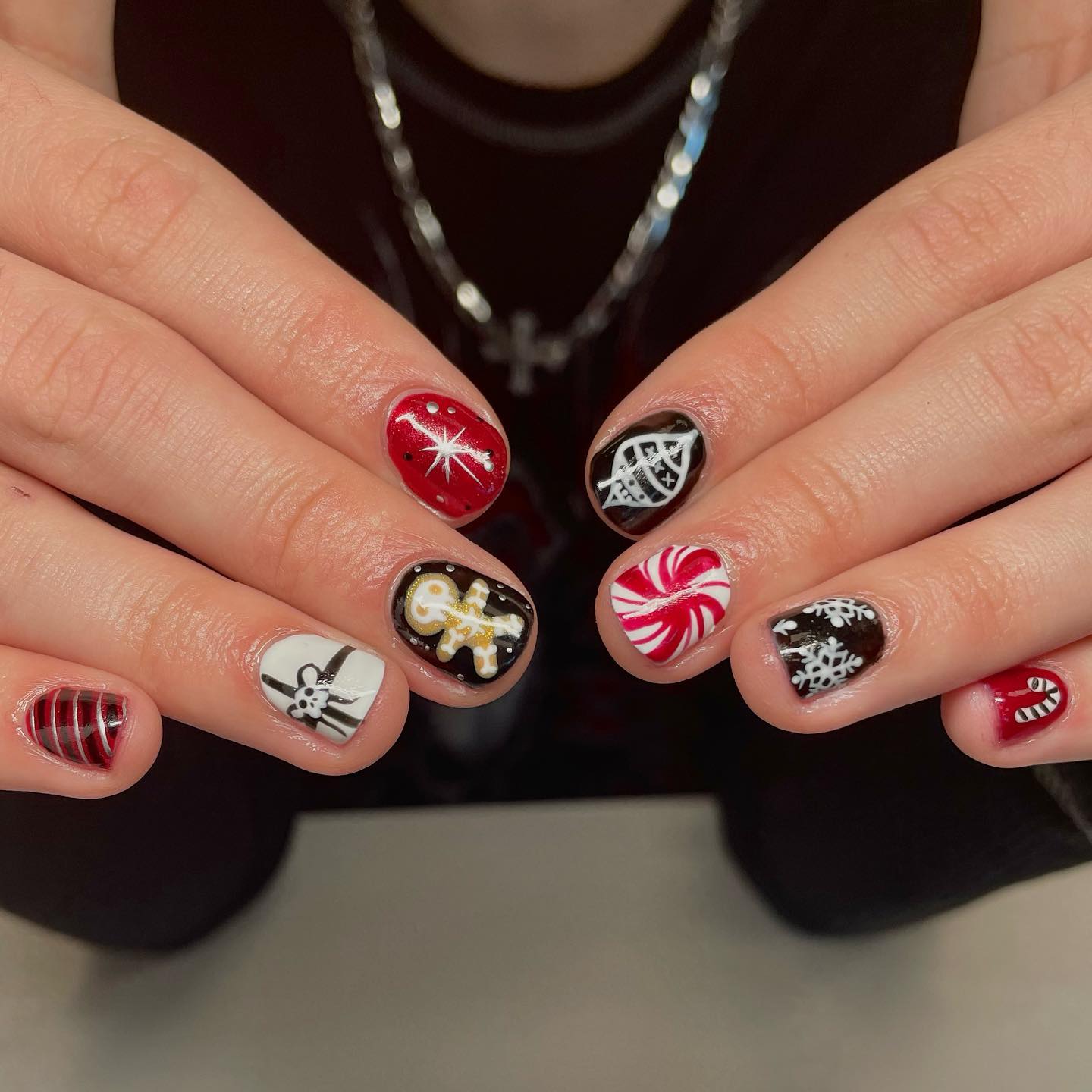 Gothic Christmas Character Short Square Nails