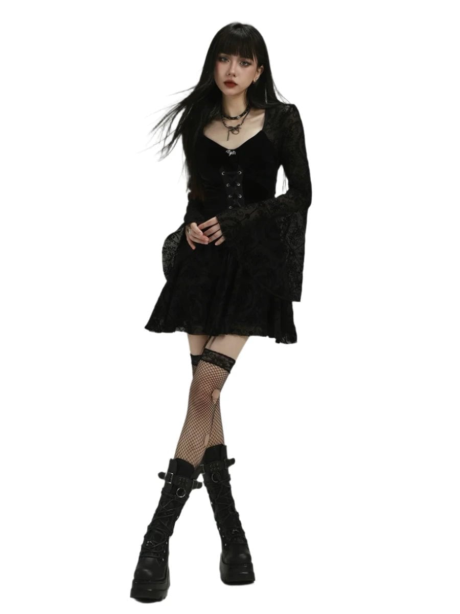 Lace Corset Dress with Bell Sleeves — Gothic Outfits