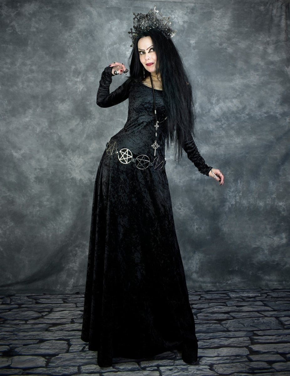 Long Crushed Velvet Dress with Crown — Gothic Outfits