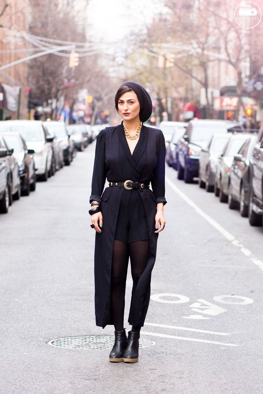 Oversized Long Coat Over Jumpsuit — Gothic Outfits