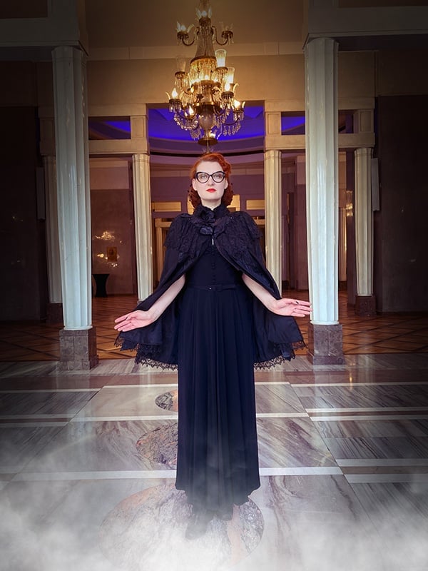 Flowing Dress with Lace Capelet — Gothic Style